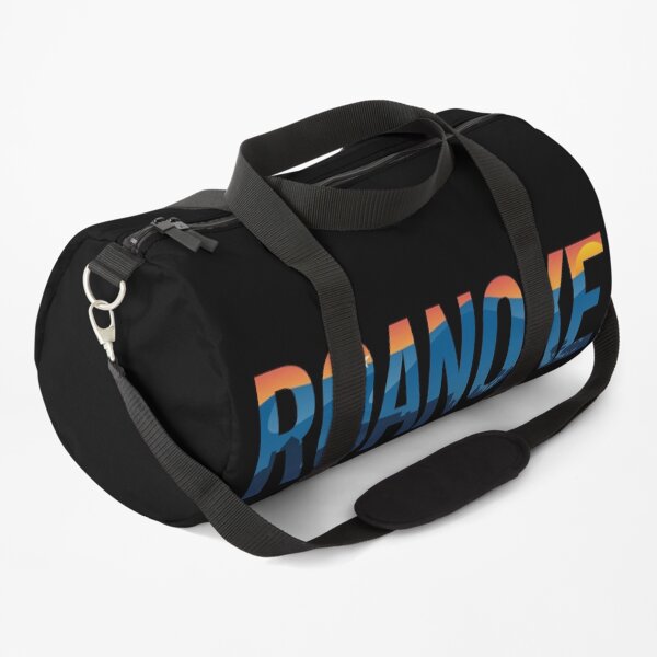 Roanoke pride illustration with mountains, star, city scape and sunset Duffle Bag