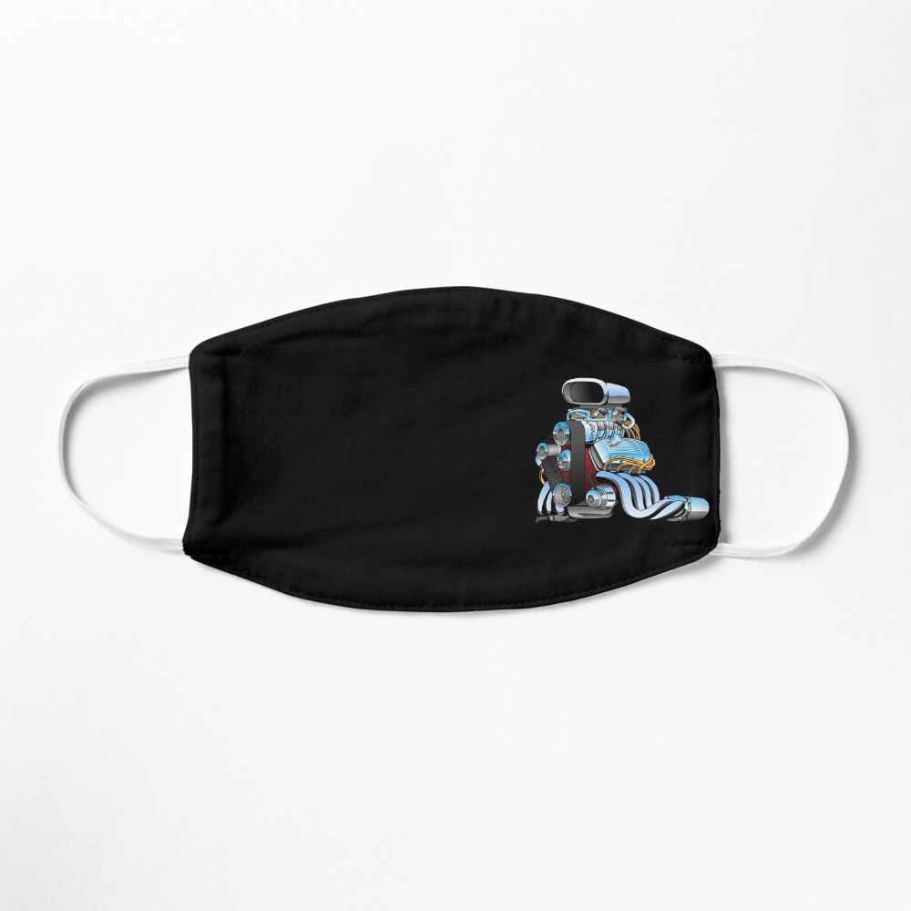 Hot rod race car engine cartoon Mask