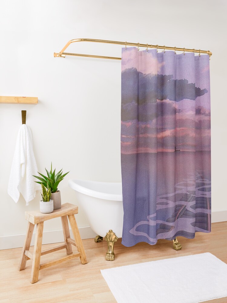 Alternate view of Spirited Away Railroad Nighttime Aesthetic Shower Curtain