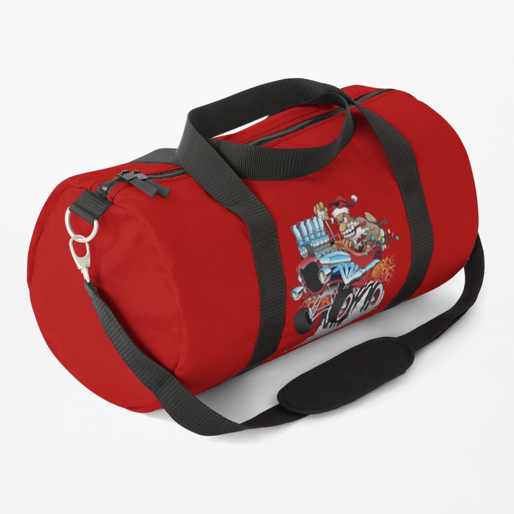 Hot Rod Santa Christmas Cartoon Duffle Bag