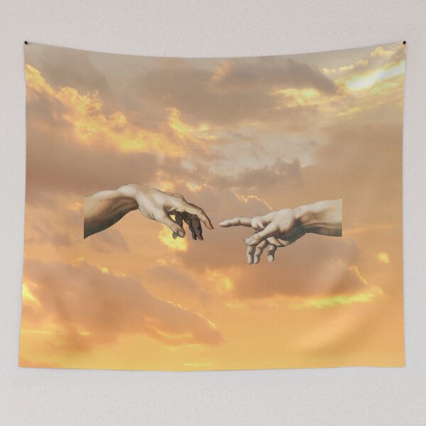 Item preview, Michelangelo's Fingers from the Creation of Adam Amongst Clouds designed and sold by Freshfroot.