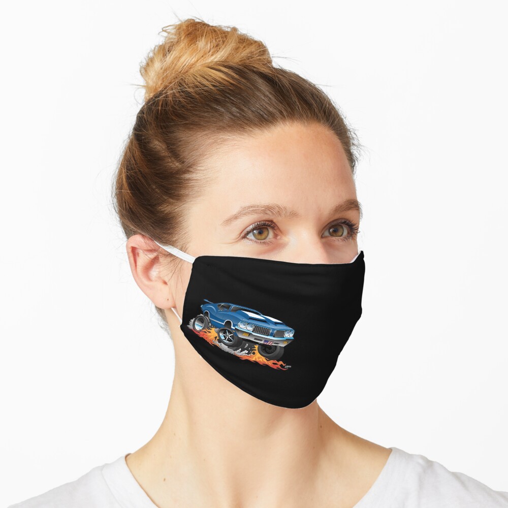 Classic Seventies American Muscle Car Hot Rod Cartoon Illustration Mask