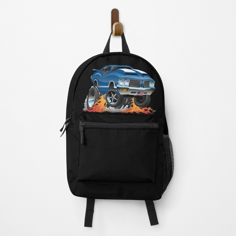 Classic Seventies American Muscle Car Hot Rod Cartoon Illustration Backpack