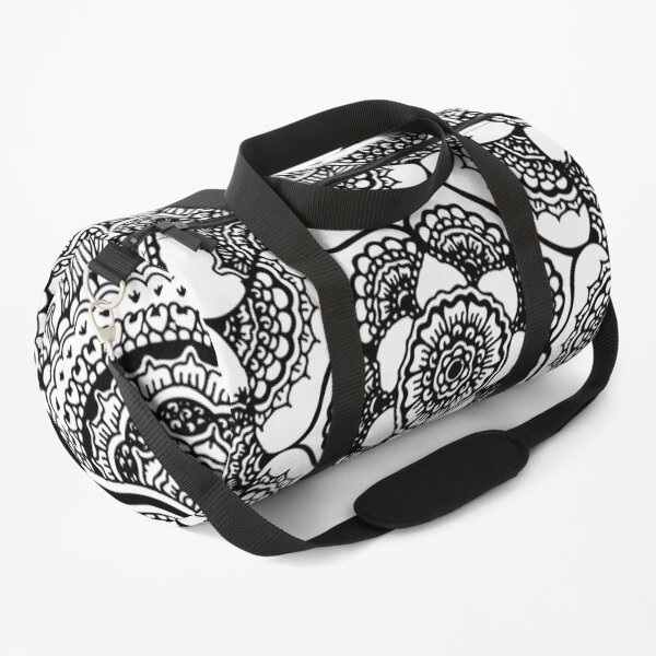 Spring Lotus || Abstract || Black and White Duffle Bag