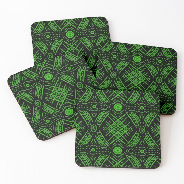 Item preview, TicTacToe Abstract Motif - Green On Black designed and sold by Blenderbeetle.