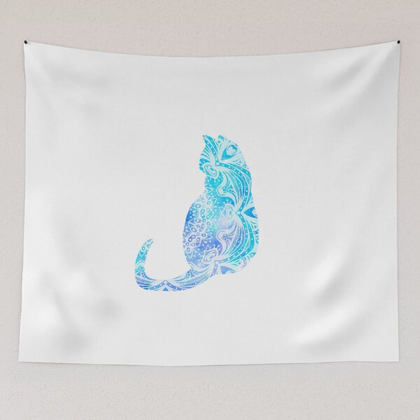 Item preview, Blue Mandala Galaxy Cat Silhouette designed and sold by DigitalPie.