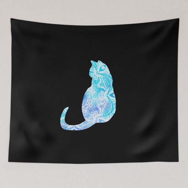 Item preview, Dark Blue Mandala Galaxy Cat Silhouette designed and sold by DigitalPie.