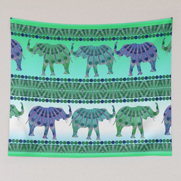 Item preview, Blue Bohemian Mandela Elephants designed and sold by WatersEdgeGal.