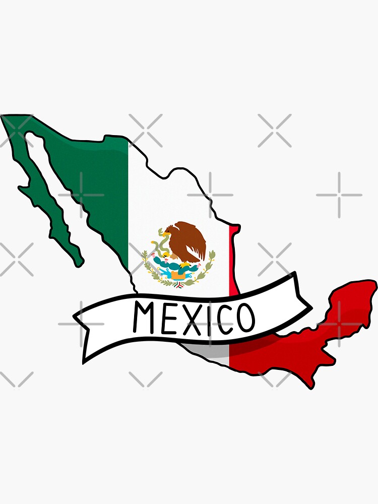 Mexico Flag Map Sticker Sticker for Sale by Drawingvild