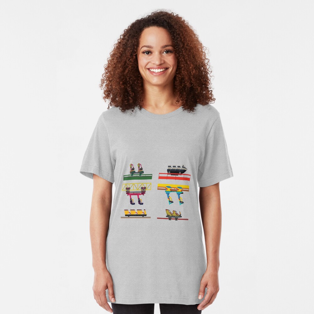 Dorney Park Coaster Cars Design Slim Fit T-Shirt