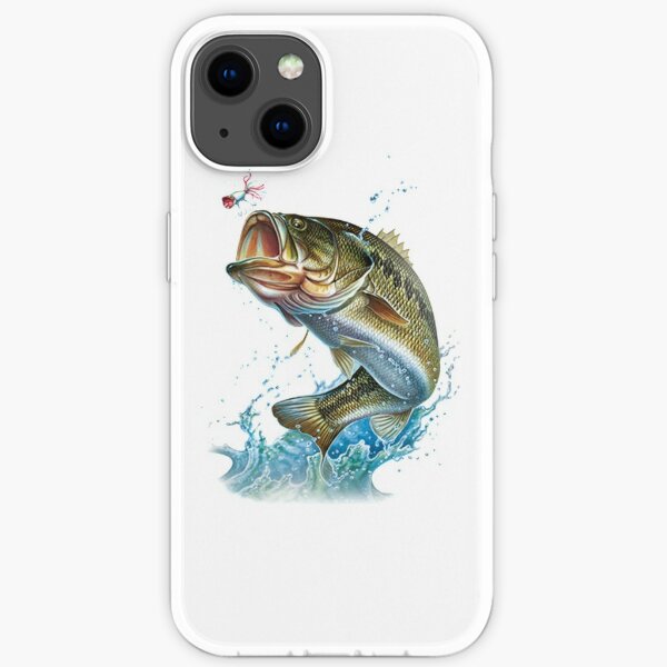 green bass jumping out of water fishing iPhone Soft Case