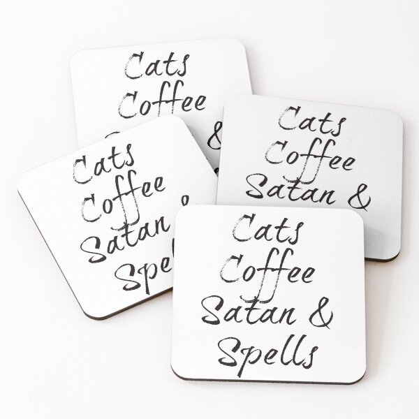 Item preview, Cats, Coffee, Satan & Spells - Black on White designed and sold by Kristina Gale.