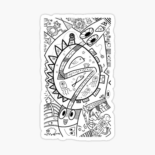 Busy Drawing #1 - White / Transparent Background Sticker