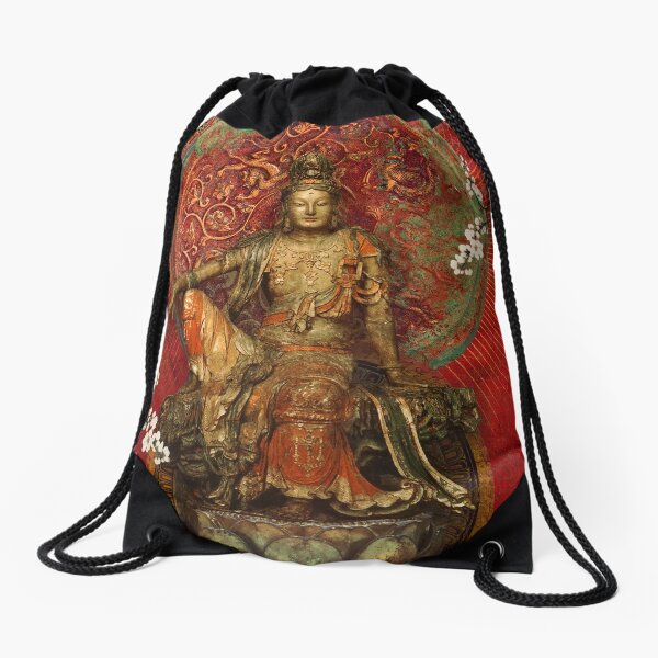 Kwanyin on Red Drawstring Bag