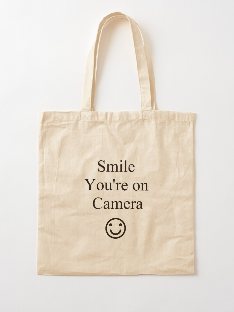 Alternate view of Smile You're on Camera Sign Tote Bag