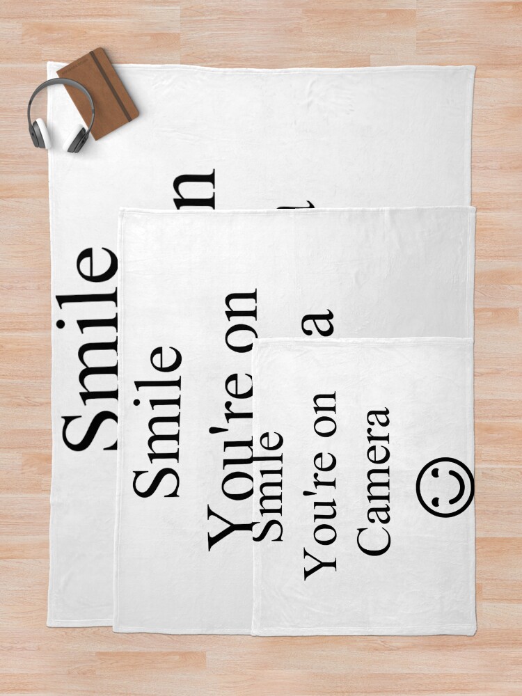 Alternate view of Smile You're on Camera Sign Throw Blanket