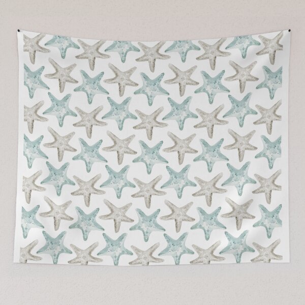 Item preview, Starfish Pattern - Watercolor gray and coastal blue designed and sold by Greengate Images.