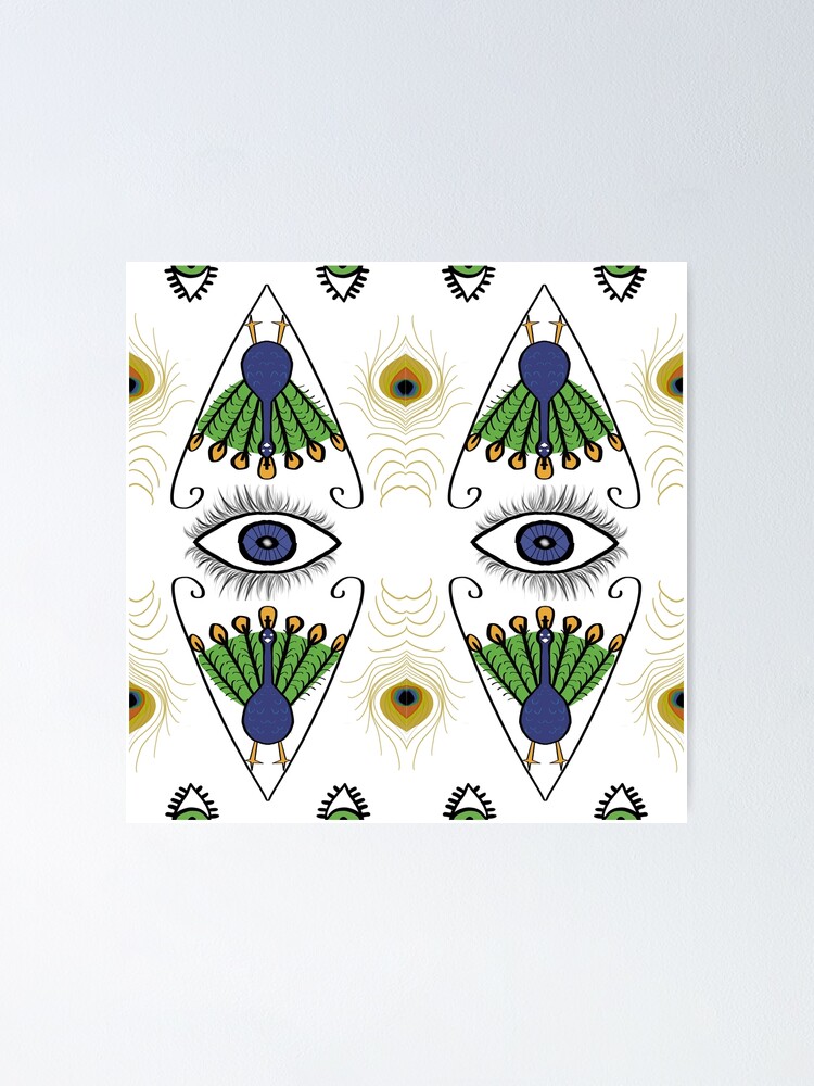 "Peacocks and eyes printable design. Art nouveau" Poster for Sale by Chezz Redbubble