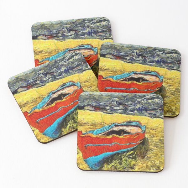 Item preview, Red Fishing Boat in Mykonos Greece KPA designed and sold by karynpeters.