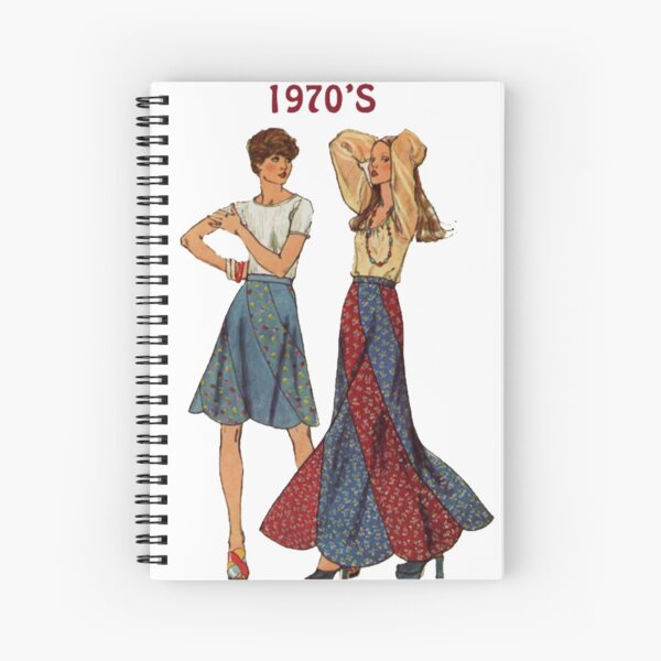 Retro clothing patterns - 1970s swirl skirt  Spiral Notebook for Sale by  becidgls