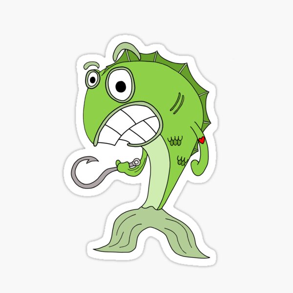 Green Fish Hooked Stickers for Sale