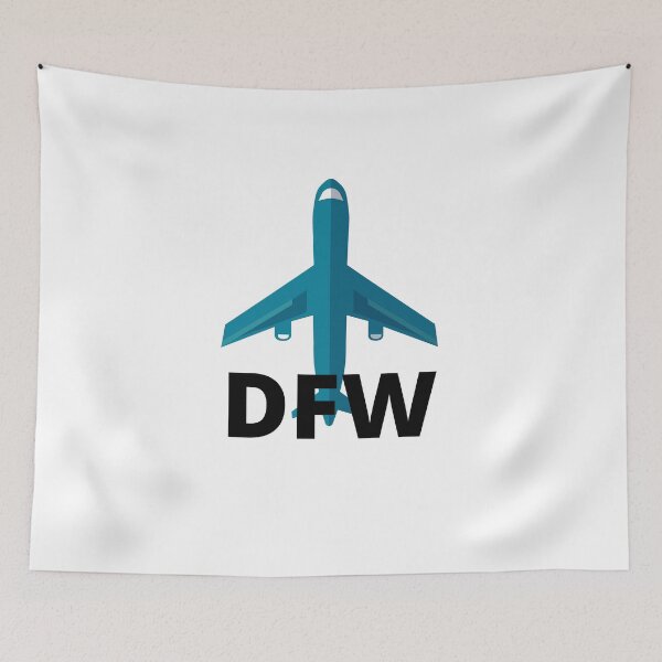 Item preview, Dallas, Texas Airport DFW Blue Airplane Graphic designed and sold by Sarah Lopez.