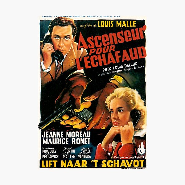 Lift to the Scaffold / Elevator to the Gallows / Ascenseur Pour L'Echafaud - Louis Malle - vintage French New Wave film poster Photographic Print