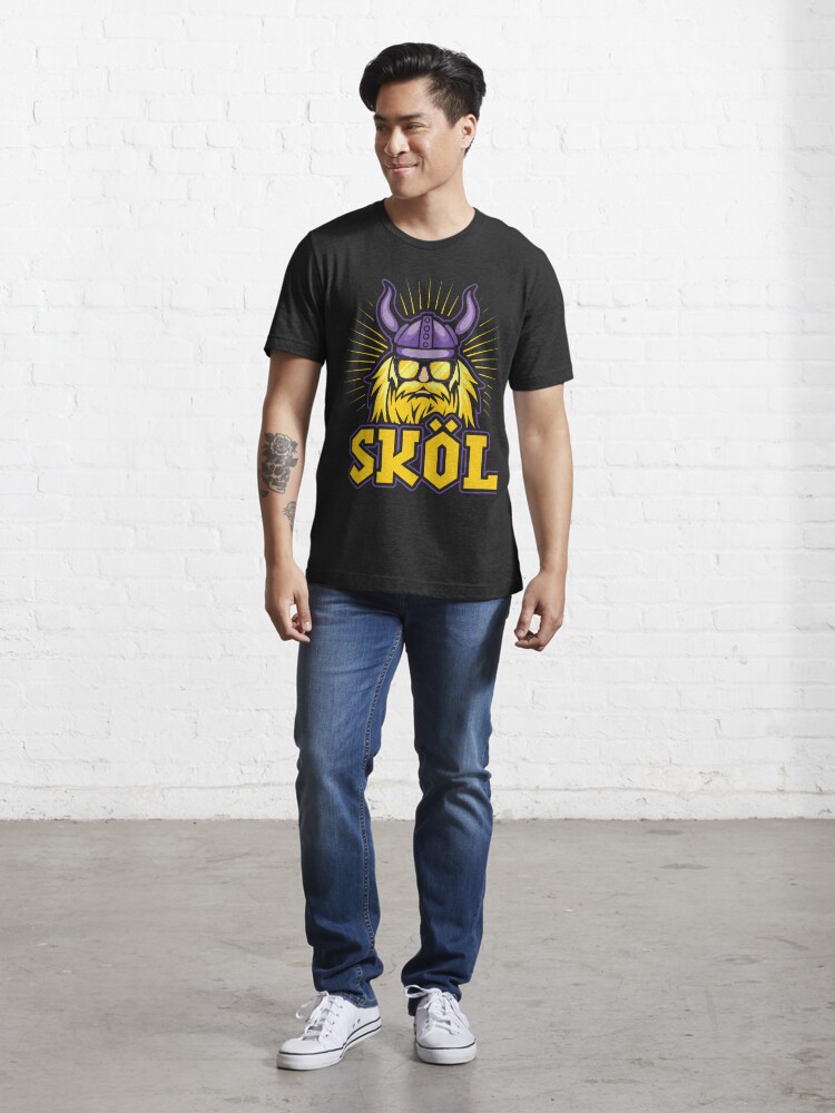 Skol Vikings Shirt with Helmet and Beard - Distressed