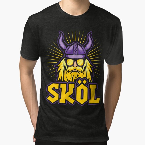 Skol Vikings Shirt with Helmet and Beard - Distressed