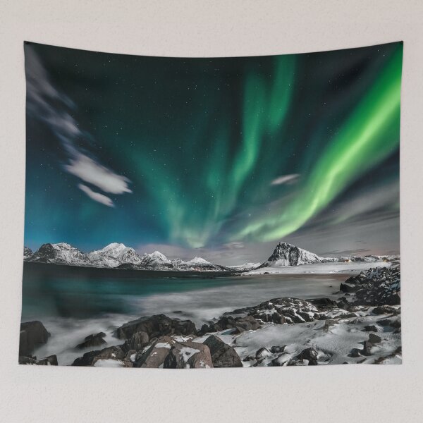 Item preview, SNOW MOUNTAINS AND AURORA SKY designed and sold by Eston Kamau.