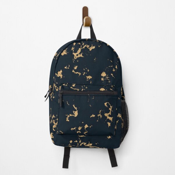 Black Minimal Marble with Gold Backpack