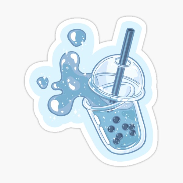 bubble tea addict blue sticker by nghitran1212 redbubble