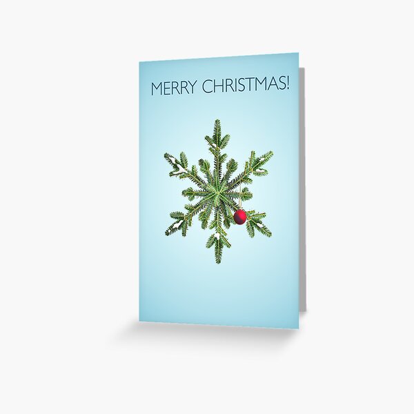 Christmas Snowy Pine Snowflake Greeting Card