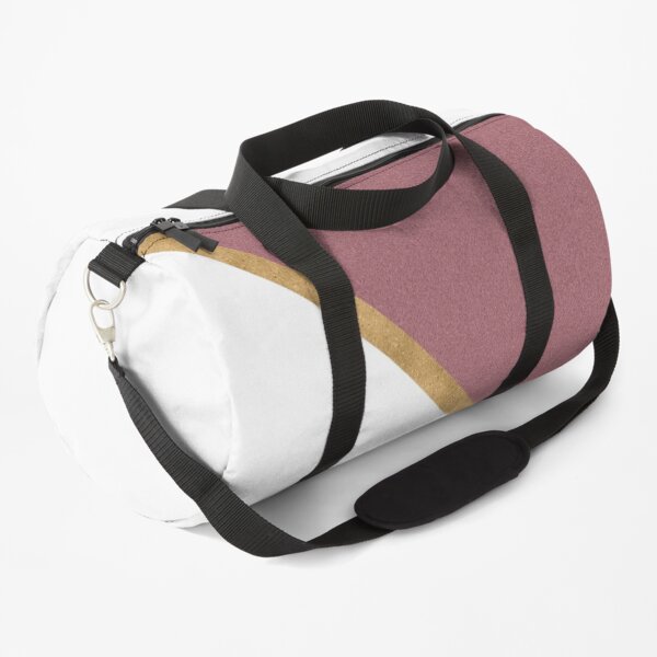 Minimal Glitter Rose Gold and White Design Duffle Bag