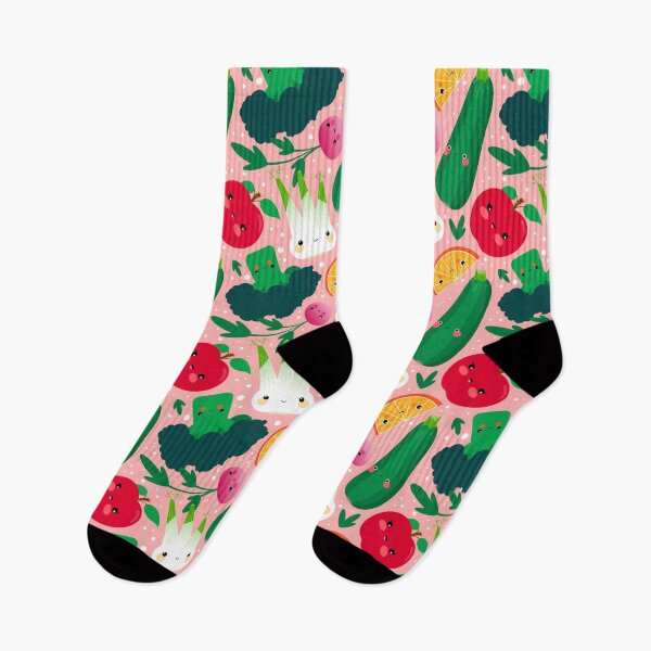 Item preview, Kawaii Illustration Pattern with Vegetables and Fruits like Zucchini, Apple, Orange and Fennel  designed and sold by Pia Kolle.