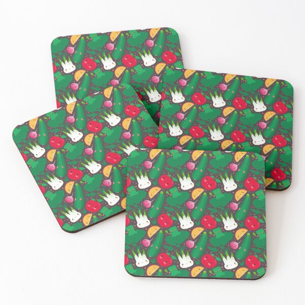 Item preview, Kawaii Illustration Pattern with Vegetables and Fruits like Zucchini, Apple, Orange and Fennel designed and sold by Pia Kolle.