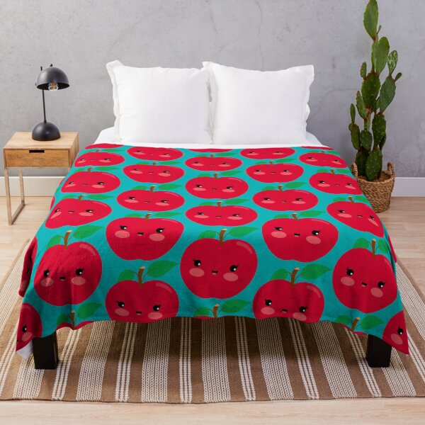 Kawaii Illustration Apple Fleecedecke
