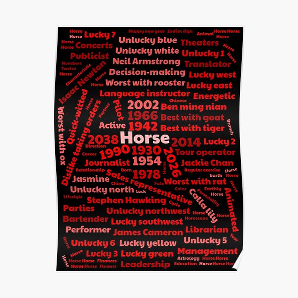 Chinese Year Of The Horse 2014 2026 2002 1990 1978 1966 1954 1942 Posters for Sale | Redbubble Chinese Year Of The Horse 2014 2026 2002 1990 1978 1966 1954 1942 Posters for Sale | Redbubble