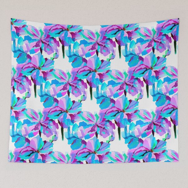 Item preview, Himalaya Poppies in Aqua Blue Green and Fuchsia designed and sold by Nisuris.