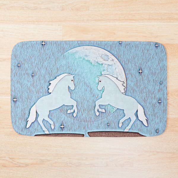 Item preview, A pair of horses against the background of the full moon designed and sold by helenkaiy.
