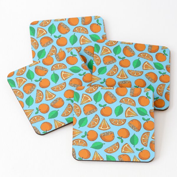 Item preview, Kawaii Oranges on Blue designed and sold by TimorousEclectc.