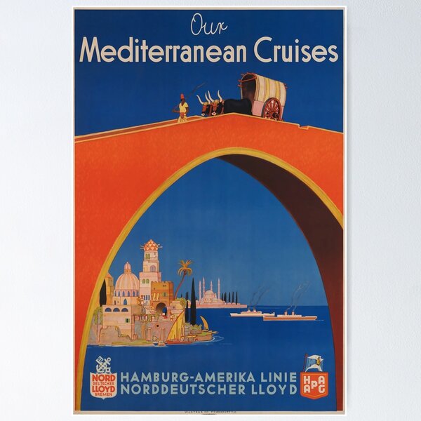 Item preview, Our Mediterranean Cruises vintage travel poster designed and sold by stickart-marek.