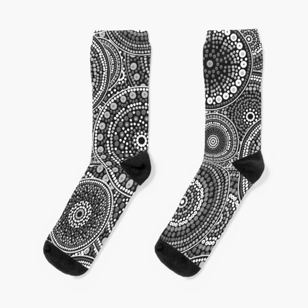 Dot Art Circles Grayscale Calcetines