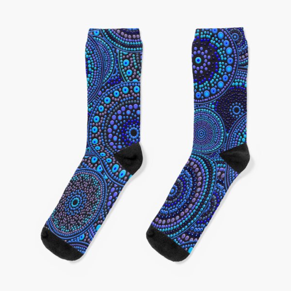 Dot Art Circles Blues Socks