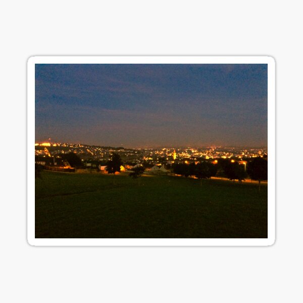 Churchfield view at night Sticker