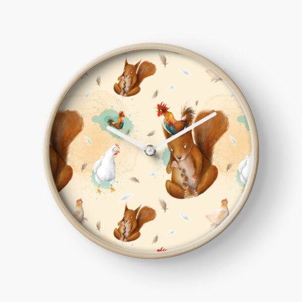 Squirrels and hens Clock