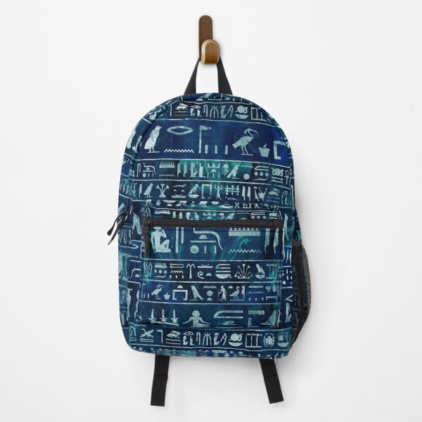 Item preview, Egyptian hieroglyphs -silver on blue painted texture designed and sold by Nartissima.