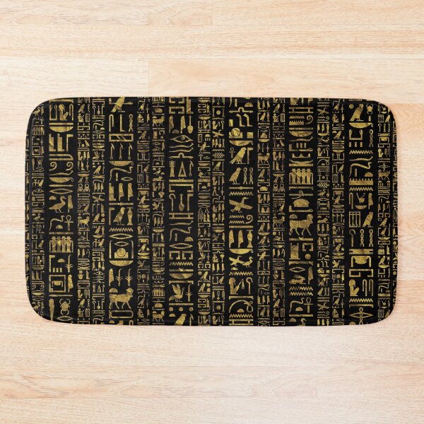 Item preview, Egyptian hieroglyphs vintage gld on black designed and sold by Nartissima.