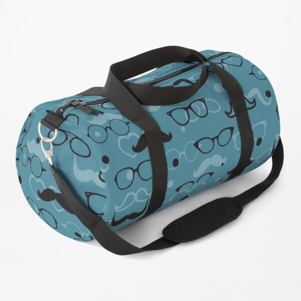 Hipster Elements Pattern on blue Duffle Bag