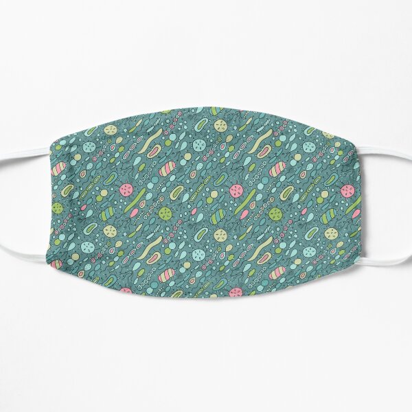 Microbes pattern. Bacteria design for biology lovers. Mask